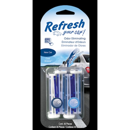 Refresh Your Car Refresh Your Car! New Car /Cool Breeze Scent Car Vent Clip 0.7 oz Solid, PK4 E301433400